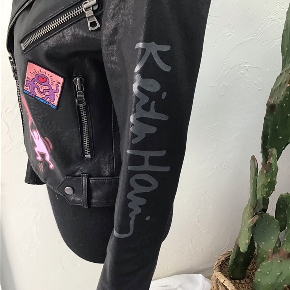ALICE & OLIVIA x KEITH HARING CODY LEATHER JACKET SMALL RETAIL $1200 - Picture 8 of 12